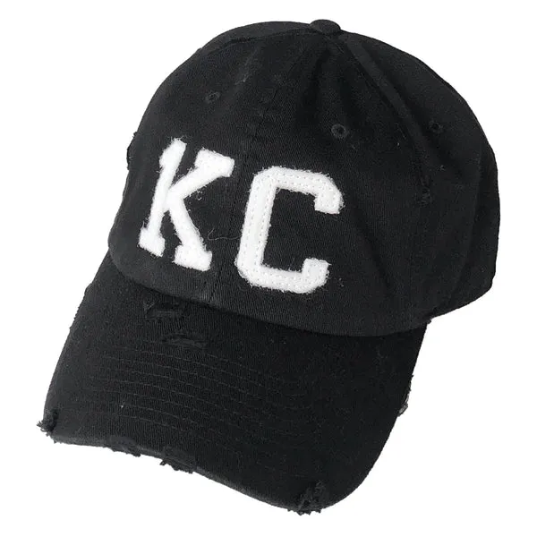 1KC | DISTRESSED BASEBALL HAT - BLACK