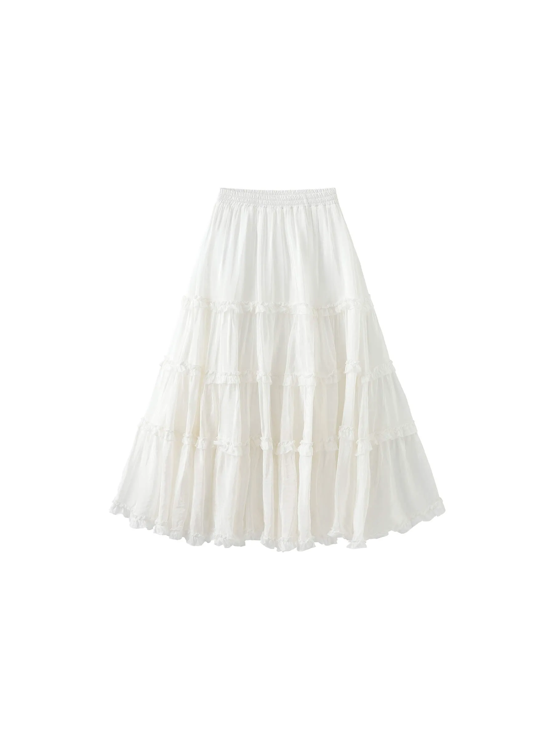 A-line Ruffled White Cake skirt