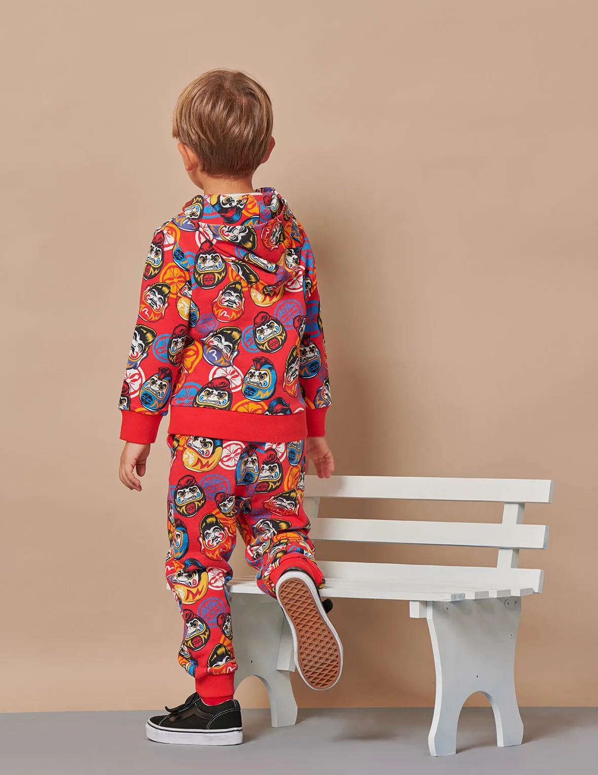Allover Pompadour Daruma Print Hooded Sweatshirt