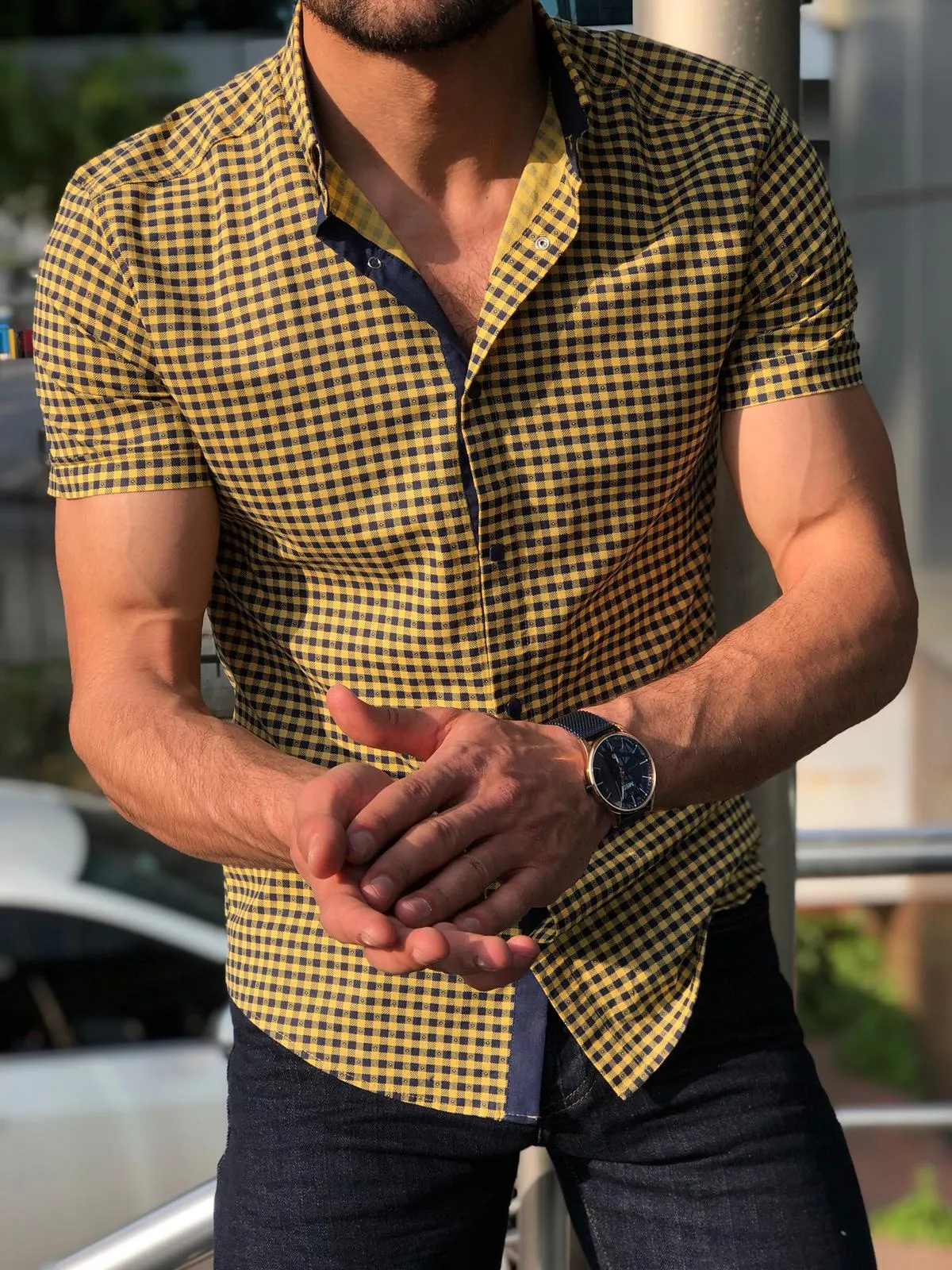 Blake Yellow Check Short Sleeved Shirt