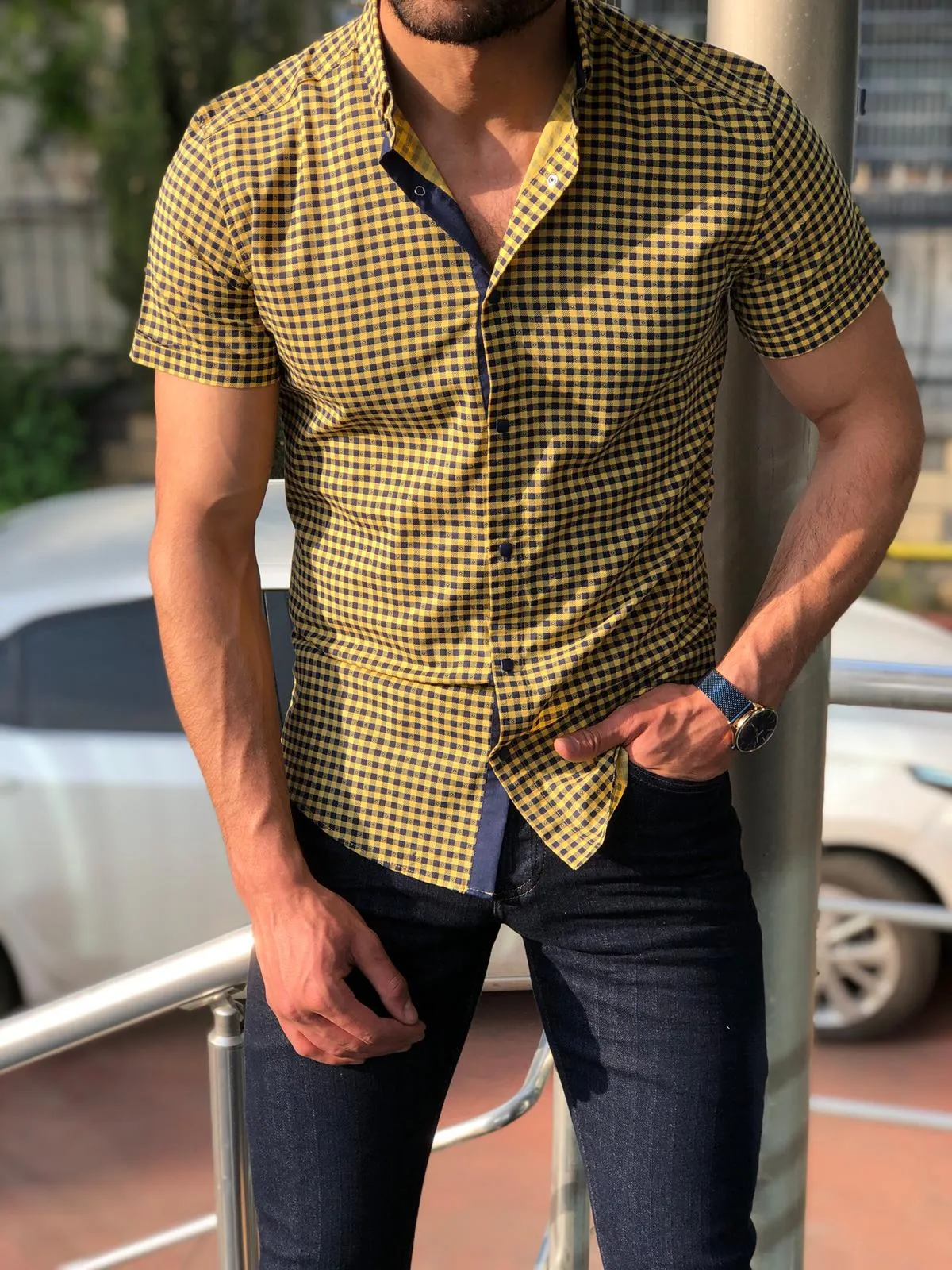 Blake Yellow Check Short Sleeved Shirt