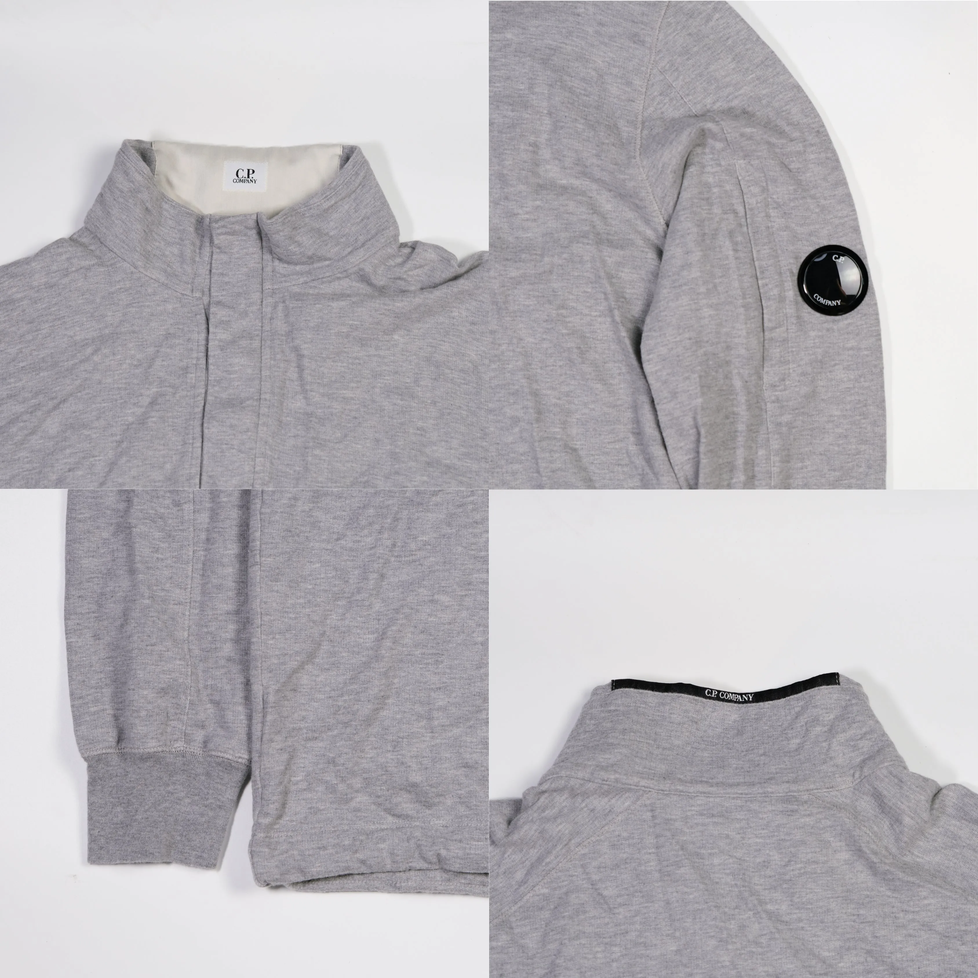 CP Company Grey Quarter-Zip Sweatshirt Jumper Large
