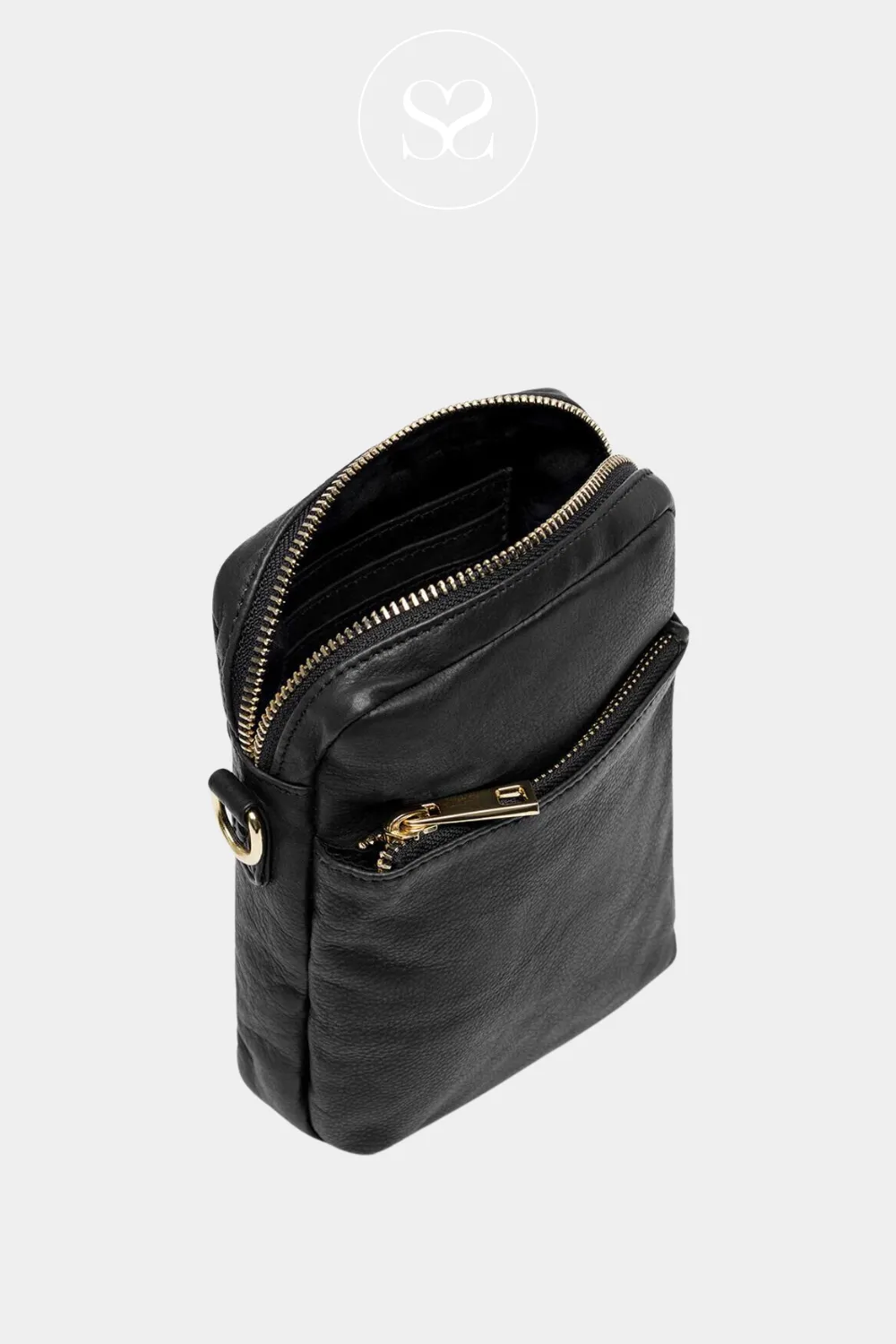 DEPECHE 15700 BLACK LEATHER PHONE BAG