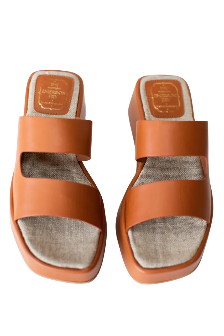 Emerson Fry Platform Slide, Almond Leather