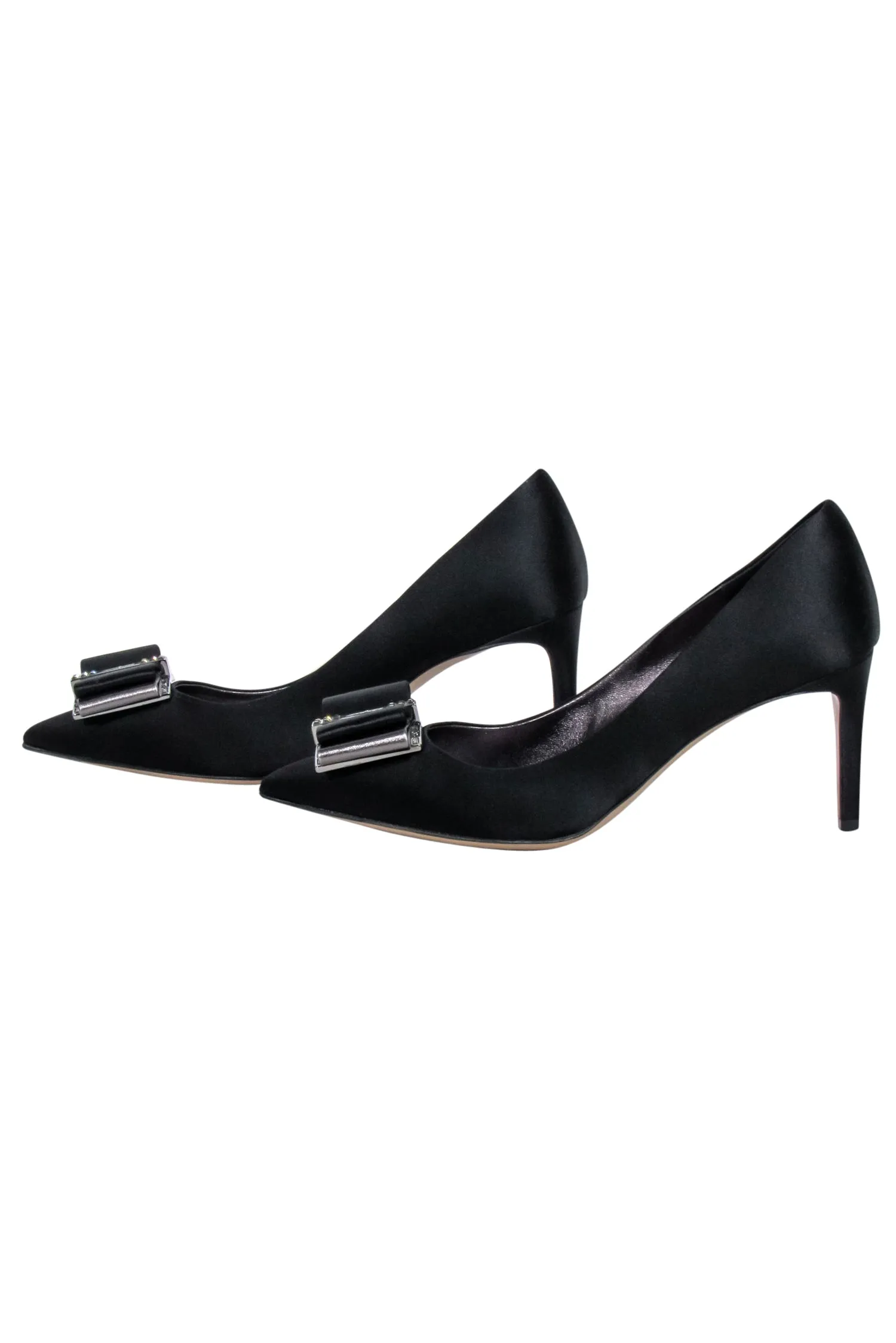 Ferragamo - Black Satin Bow Toe Pumps Sz 8