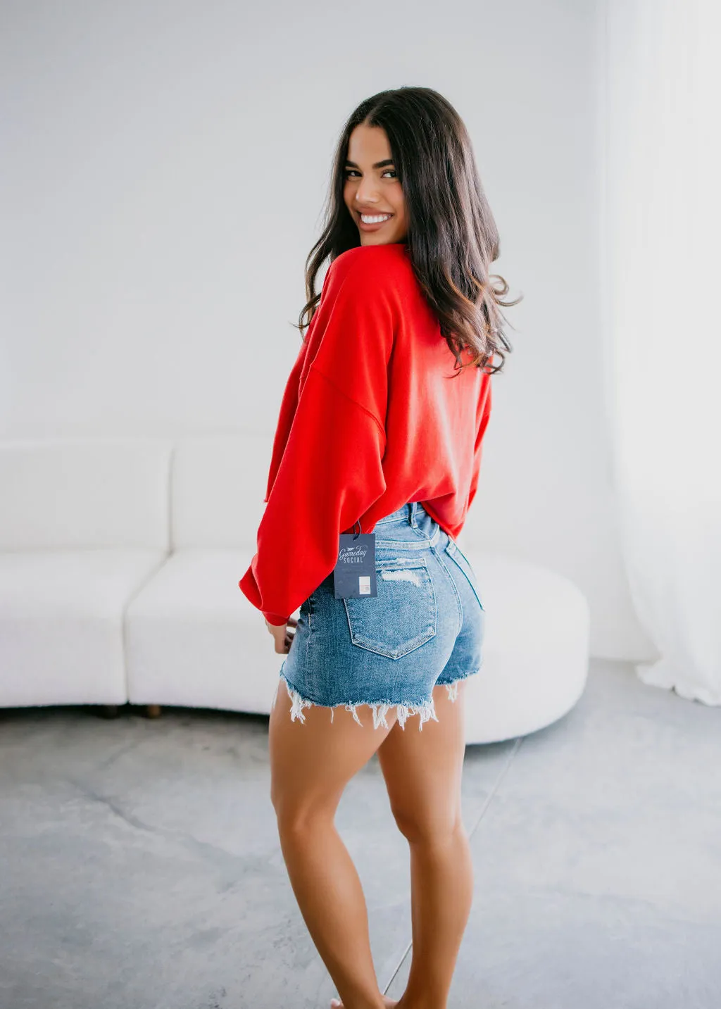 Go Big Red Cropped Crewneck