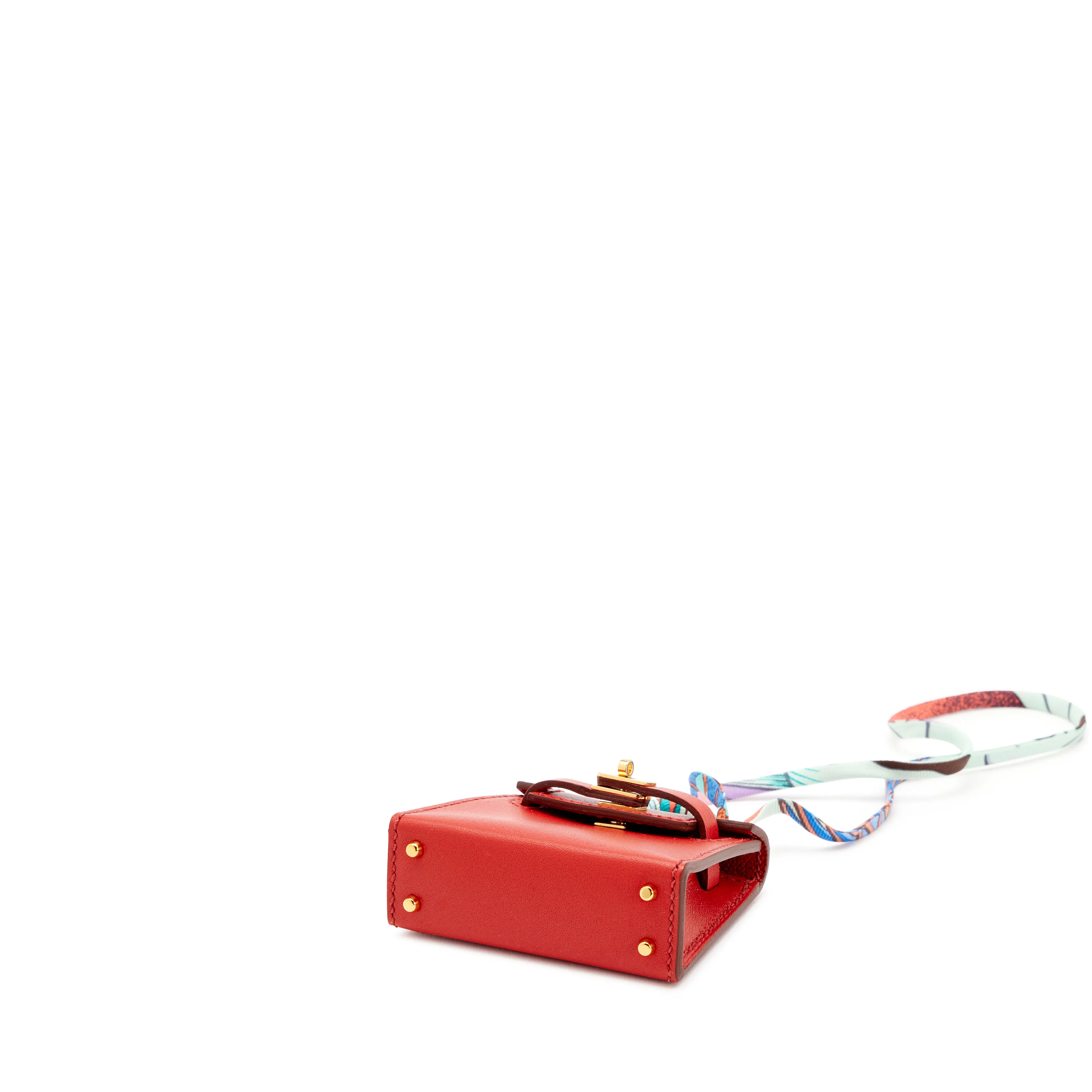 Hermès Sanguine Tadelakt Micro Mini Twilly Kelly Bag Charm Gold Hardware, 2020