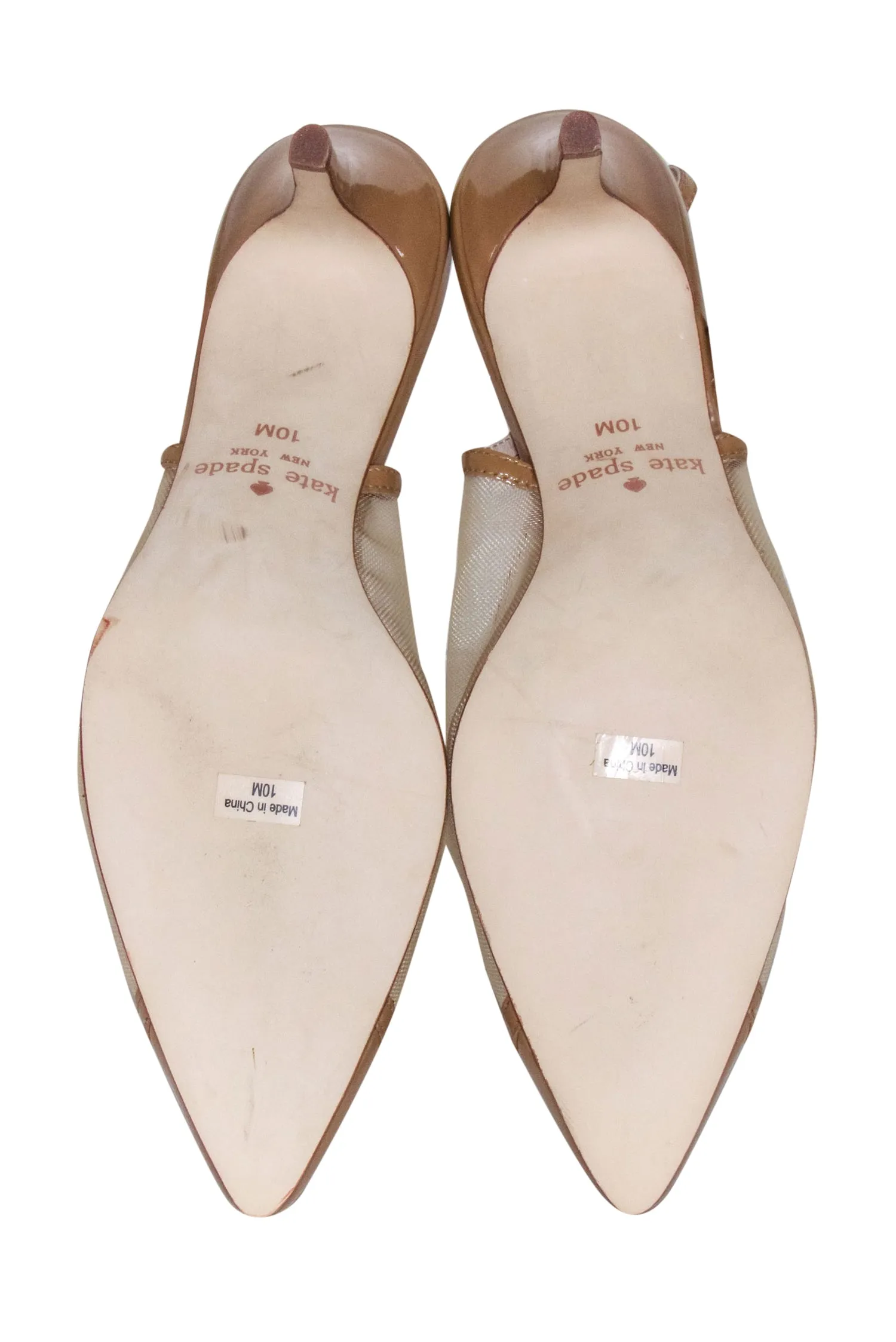 Kate Spade - Beige Mesh Patent Leather Trim Slingback Pumps Sz 10