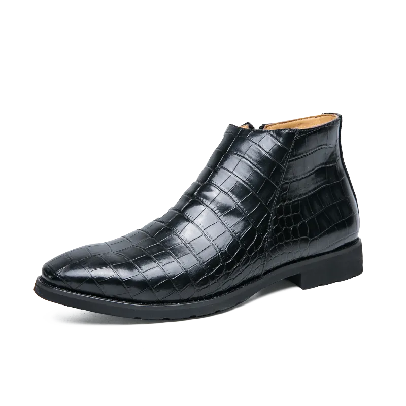 La Versana - Alligator Print Leather Boots For Men (Chelsea Zipper boots)
