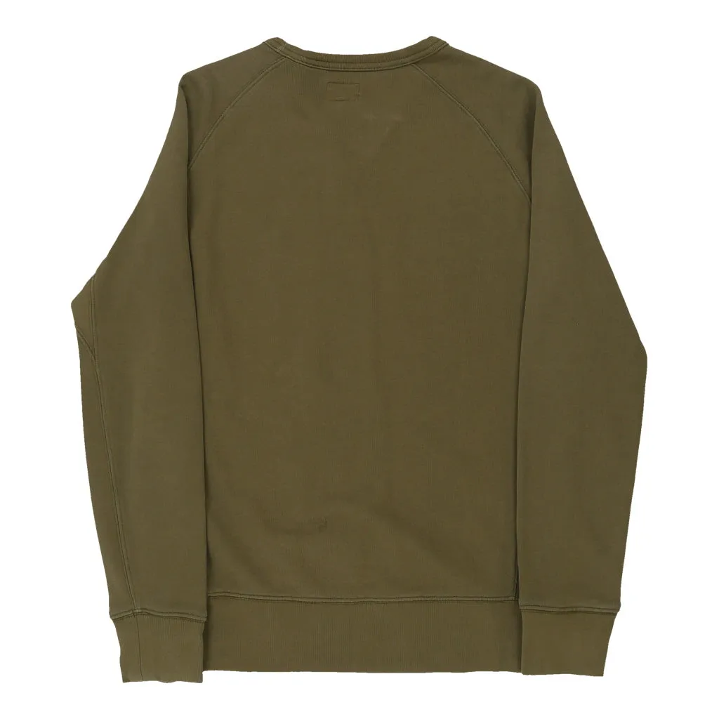Levis Embroidered Sweatshirt - Small Khaki Cotton Blend