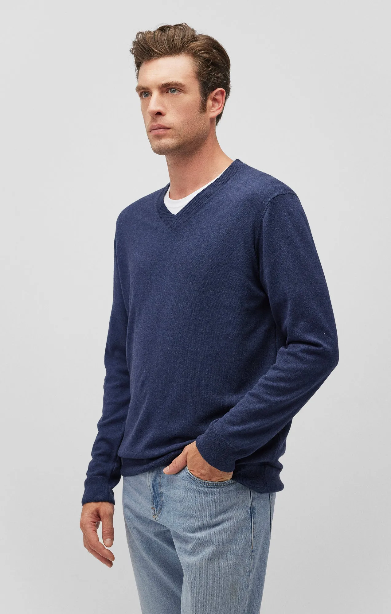 Mavi Men's V-Neck Sweater In Black Iris