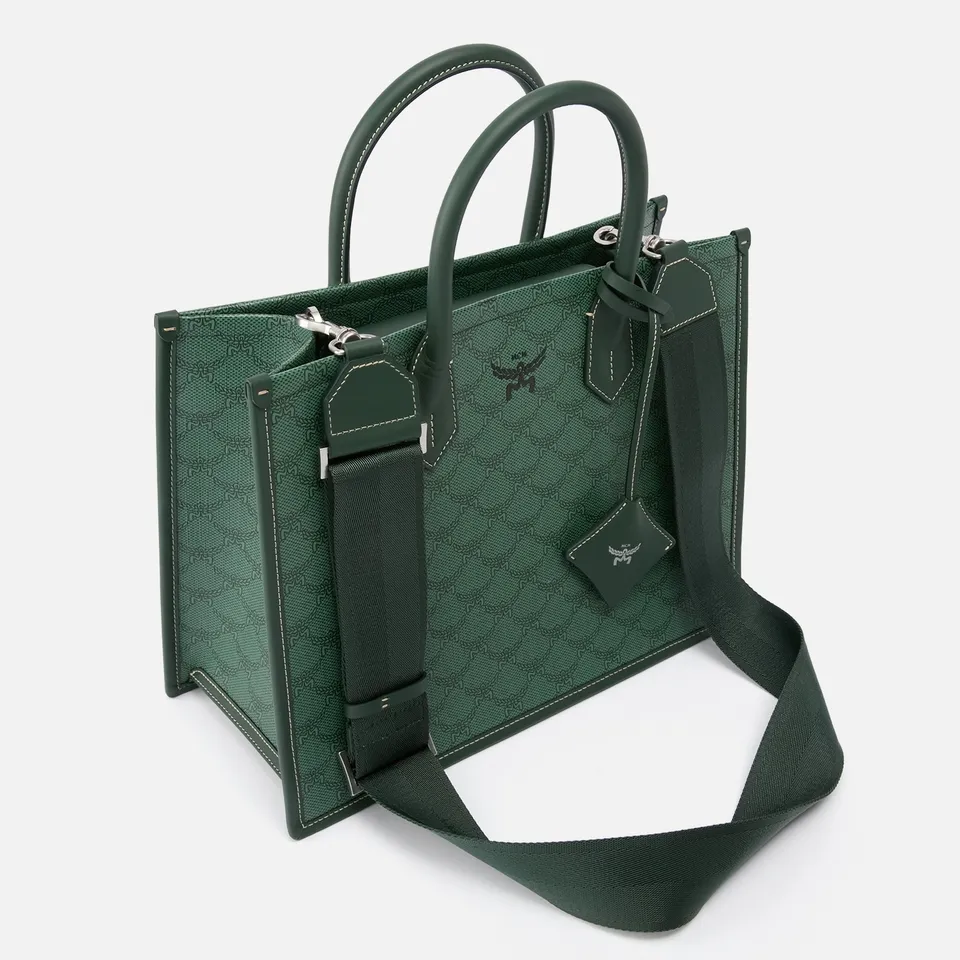 MCM Himmel Canvas-Coated Leather Medium Tote Bag