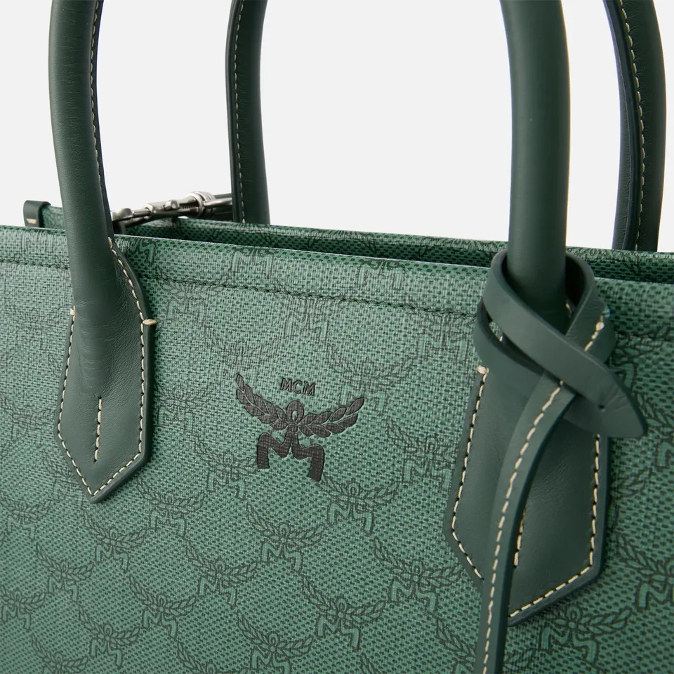 MCM Himmel Canvas-Coated Leather Medium Tote Bag
