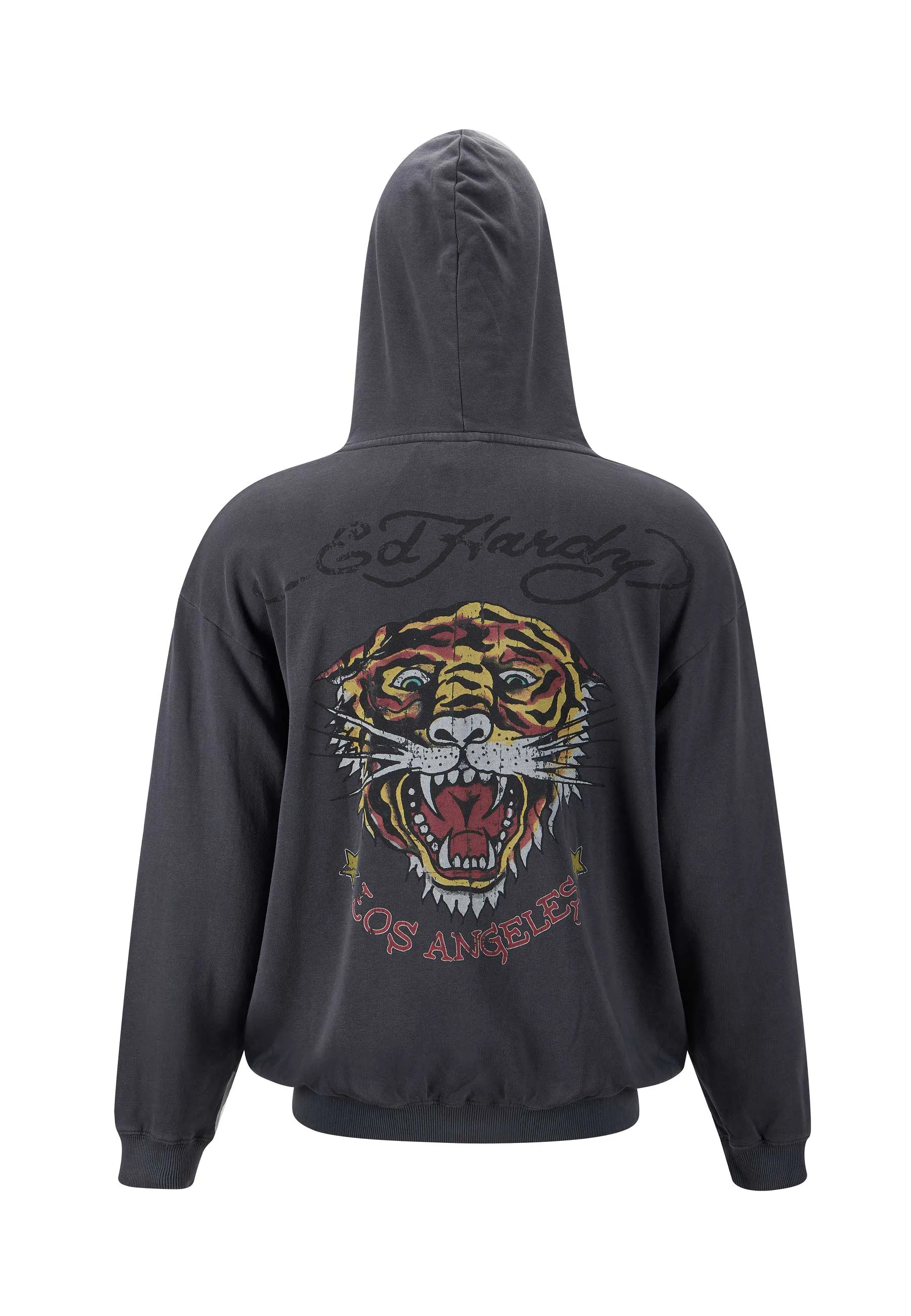 Mens Melrose-Tiger Graphic Hoodie - Charcoal