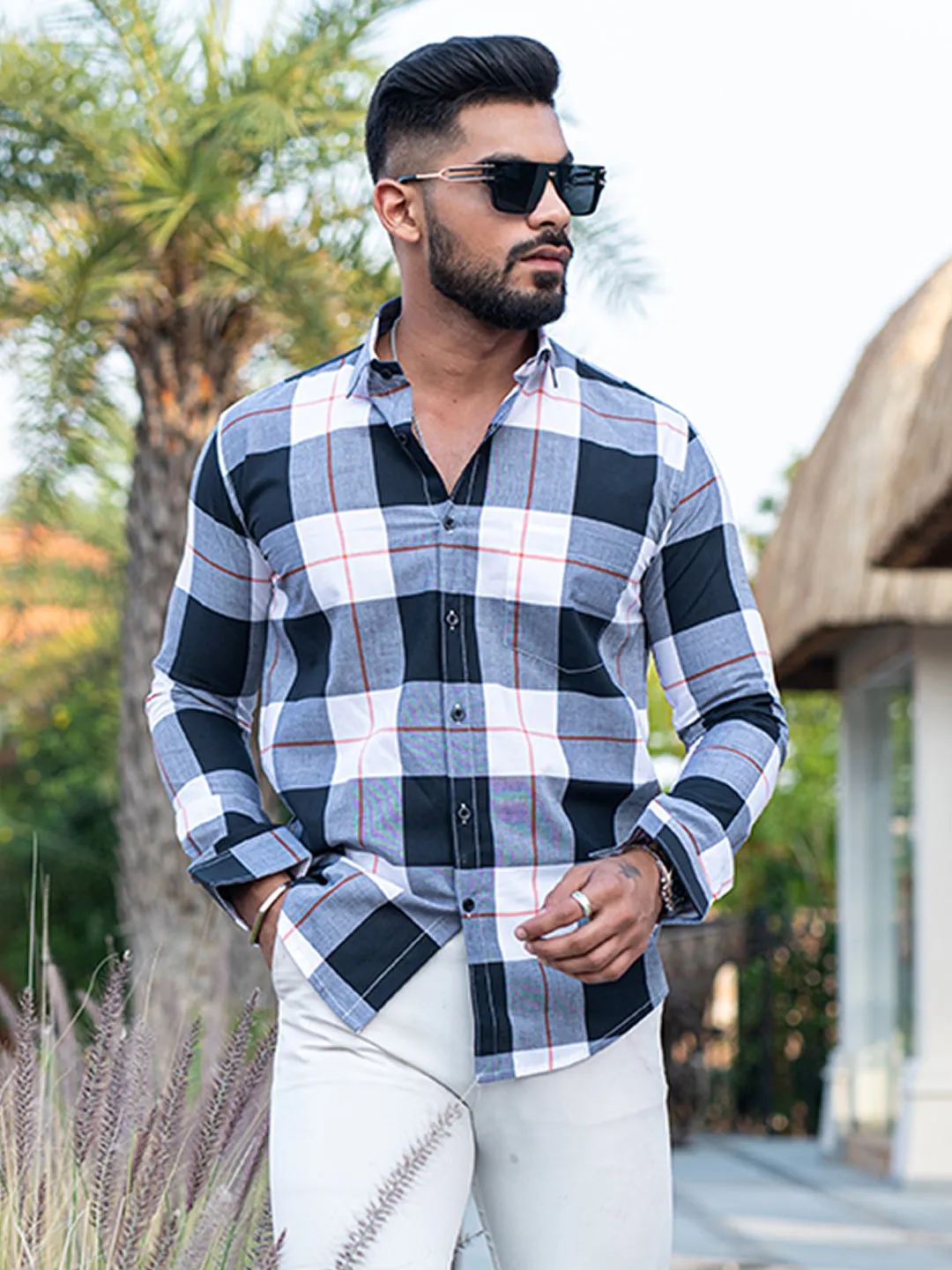 Multi Checks Full Sleeves Giza Cotton Shirt