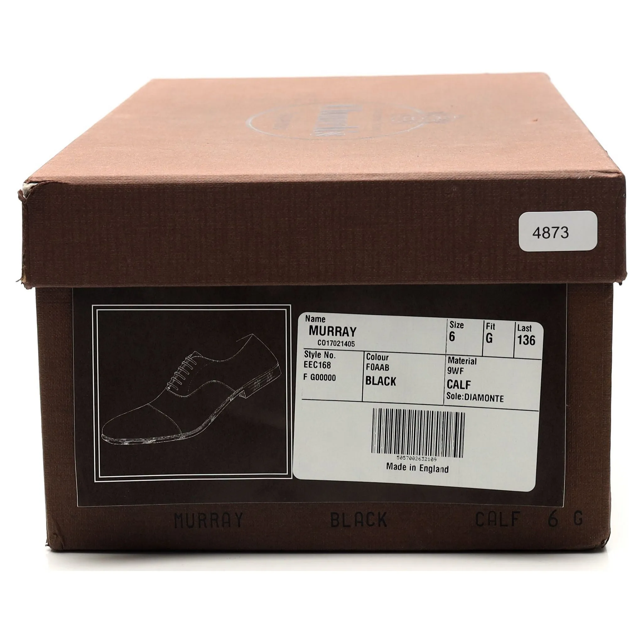 'Murray' Black Leather Oxford UK 6 G