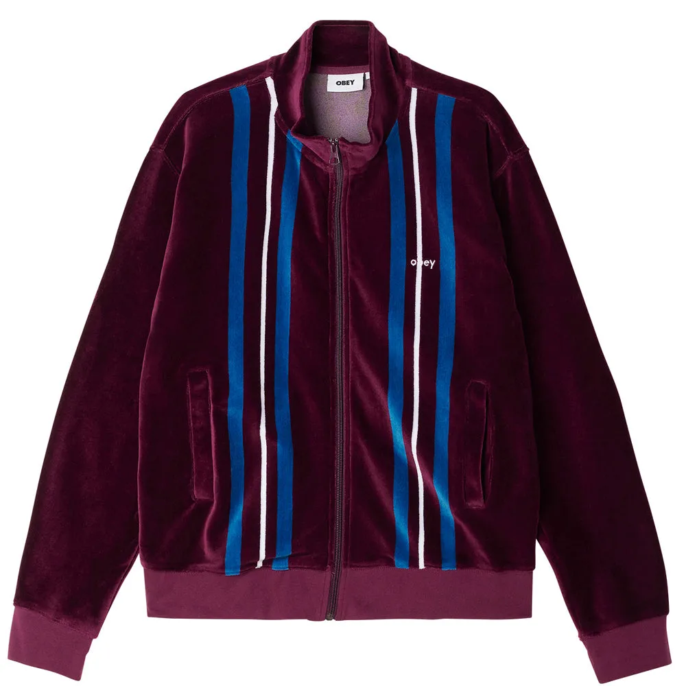 OBEY PROVECAL VELOUR ZIP-UP MOCK // BEETROOT MULTI