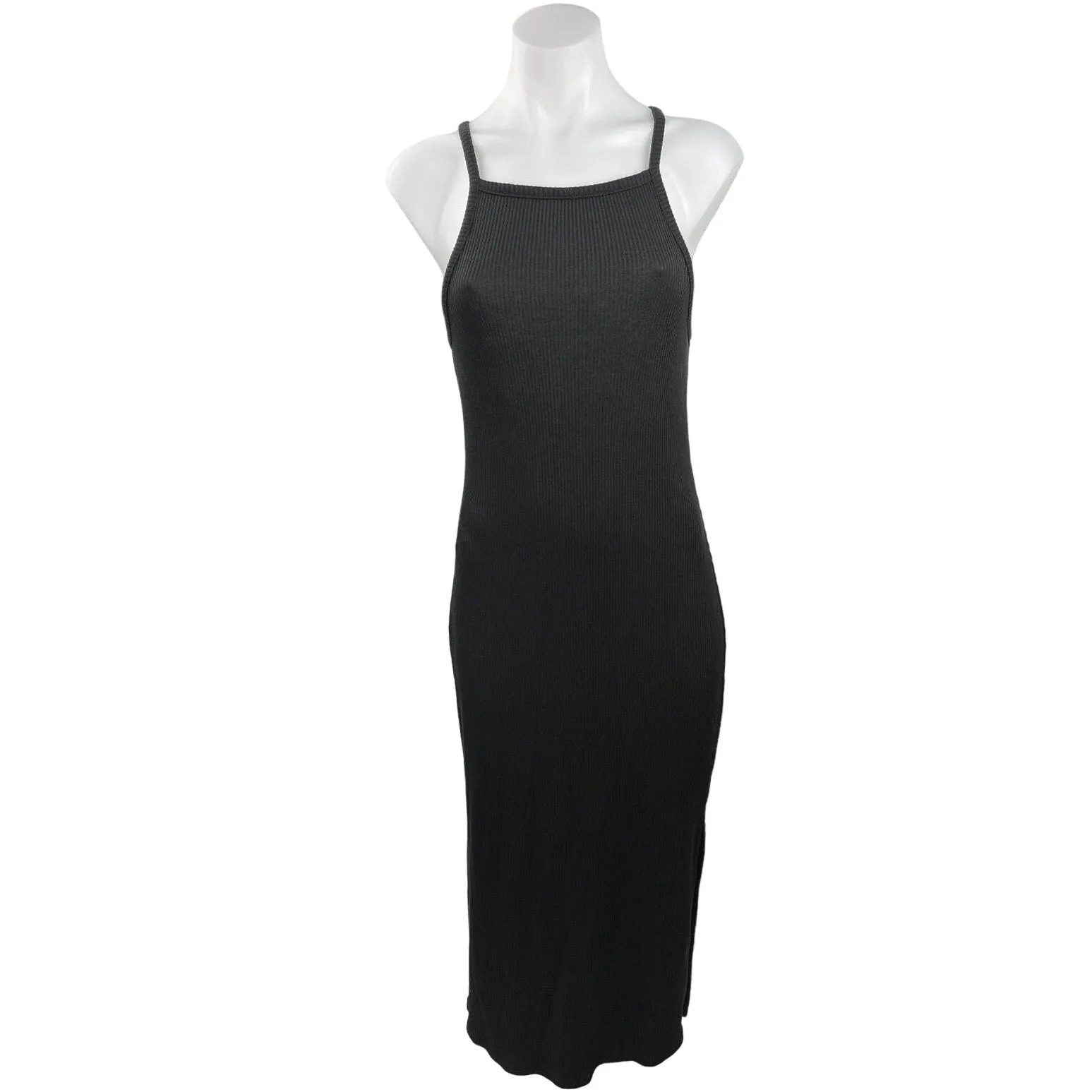 Old Navy Women's Black Ribbed Knit Sleeveless Bodycon Camisole Tank Dress Sz M