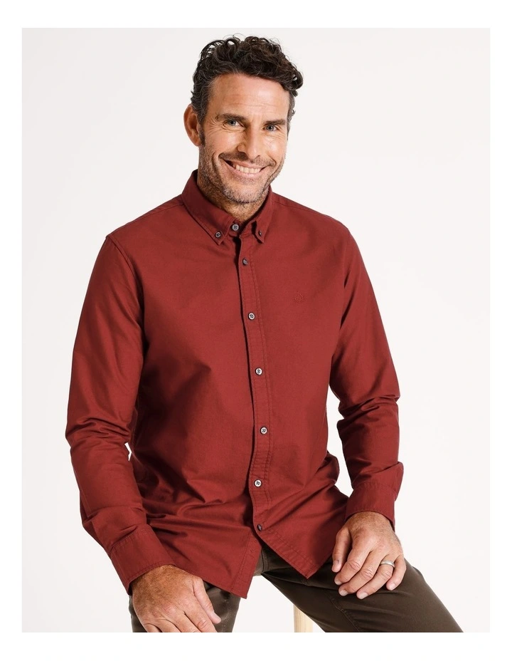 Payne Oxford Long Sleeve Shirt in Rust