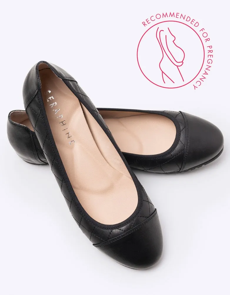 Quilted Black Ballet Pumps