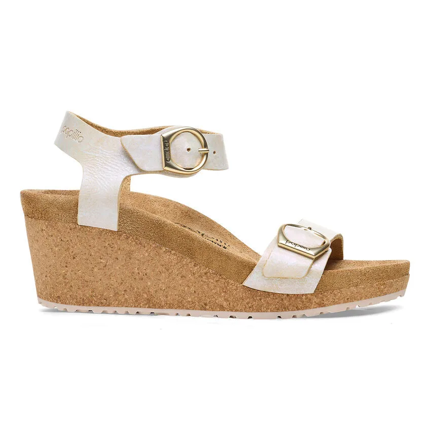  Soley Wedge Sandal in Metallic Black  