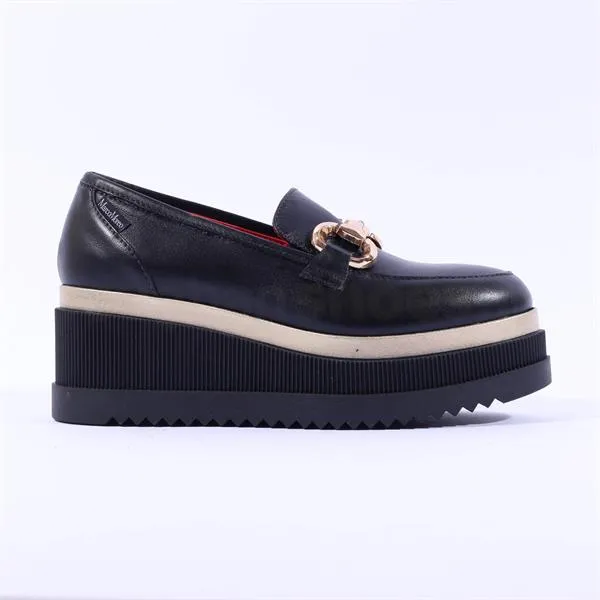 Stockholm Platform Loafer - Black Gold Leather
