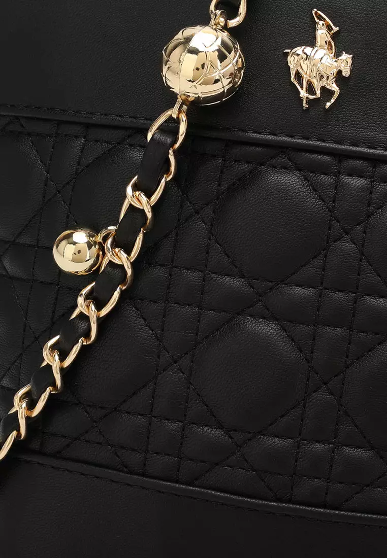 Swiss Polo Baubles Chain Shoulder Bag / Sling Bag / Crossbody Bag - Black