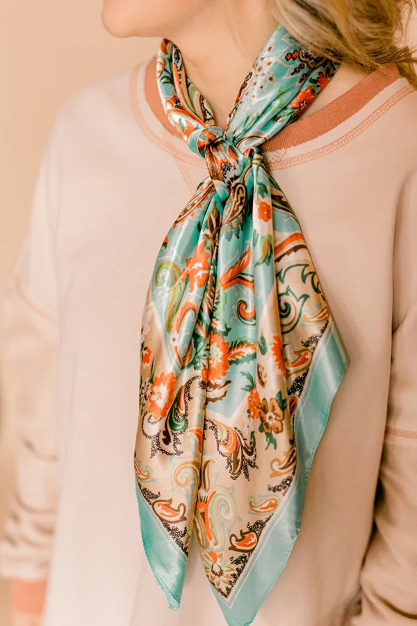 Taos Valley Turquoise & Brown Floral Wild Rag