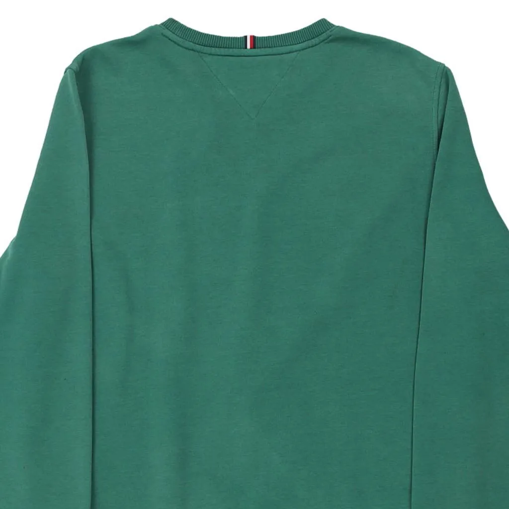 Tommy Hilfiger Spellout Sweatshirt - Medium Green Cotton Blend